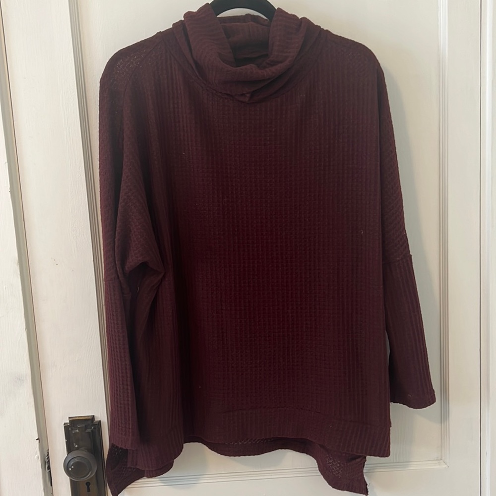 Maroon Oversized Turtleneck Shirt